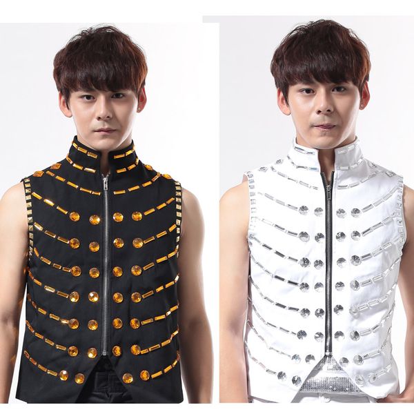 men's vests customized plus size s-4xl men vest jackets male singer dj shirt punk outerwear rhinestone stage wear costume, Black;white
men's vests customized plus size s-4xl men vest jackets male singer dj shirt punk outerwear rhinestone stage wear costume, Black;white
