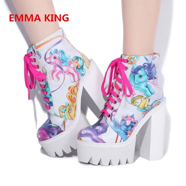 2019 new colorful prints round toe roman ankle boots for women lace-up platform shoes woman fashion chunky high heels booties, Black
2019 new colorful prints round toe roman ankle boots for women lace-up platform shoes woman fashion chunky high heels booties, Black