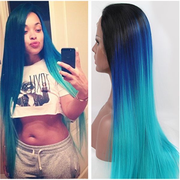 2019 new style ombre blue straight long synthetic lace front wigs for women cosplay party wigs heat resistant, Black
2019 new style ombre blue straight long synthetic lace front wigs for women cosplay party wigs heat resistant, Black