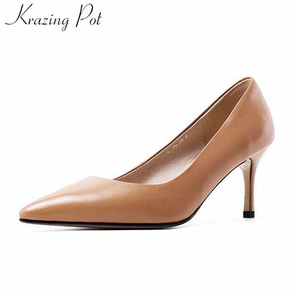 krazing pot full grain leather office lady simple style pointed toe stiletto high heels women slip on party fashion pumps l19, Black
krazing pot full grain leather office lady simple style pointed toe stiletto high heels women slip on party fashion pumps l19, Black