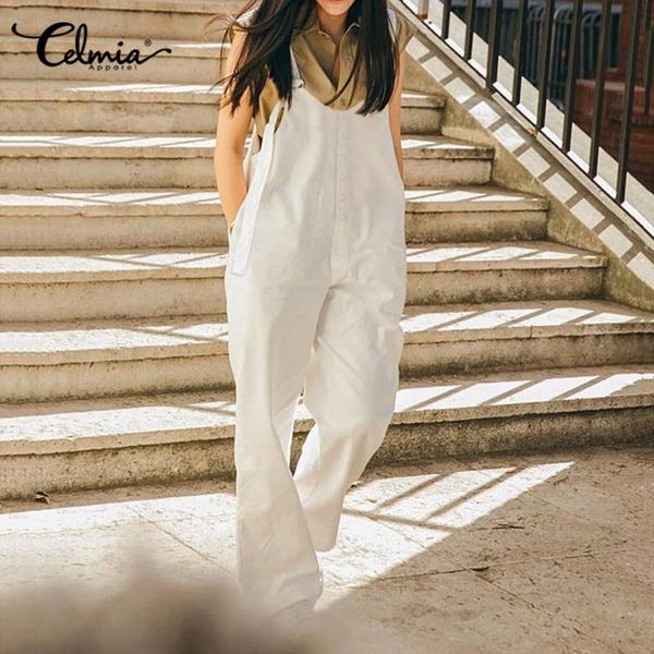 vintage spaghetti straps harem pants celmia women's jumpsuits casual sleeveless long playsuits buttons solid work overalls, Black;white
vintage spaghetti straps harem pants celmia women's jumpsuits casual sleeveless long playsuits buttons solid work overalls, Black;white