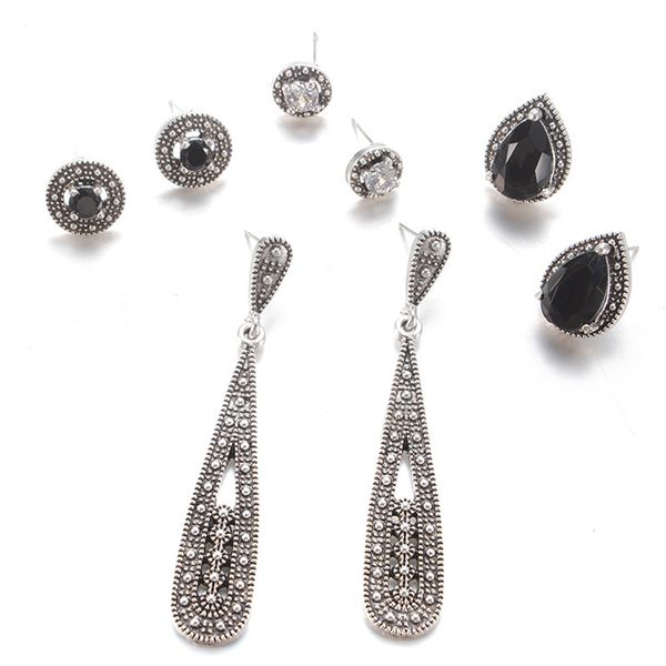 4 pairs/set european and american jewelry new bohemian alloy long retro zircon stud earrings set combination, Golden;silver
4 pairs/set european and american jewelry new bohemian alloy long retro zircon stud earrings set combination, Golden;silver