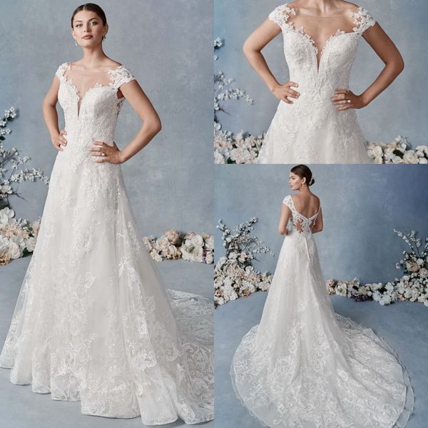 modest a line wedding dresses jewel neck short sleeve applique tulle lace button sequins wedding gown sweep train robe de mariée, White
modest a line wedding dresses jewel neck short sleeve applique tulle lace button sequins wedding gown sweep train robe de mariée, White
