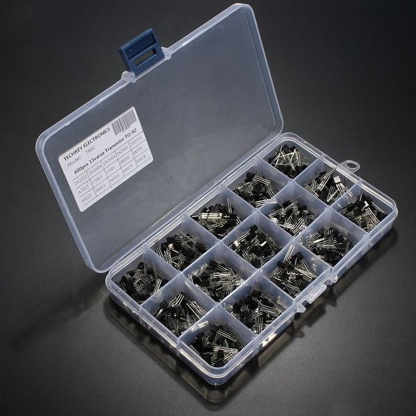 600pcs to-92 transistor assortment box kit 15 value x 40 pcs transistors 2n2222 2n3904 2n3906 c945 s8050 s8550 s9014 s9013
600pcs to-92 transistor assortment box kit 15 value x 40 pcs transistors 2n2222 2n3904 2n3906 c945 s8050 s8550 s9014 s9013