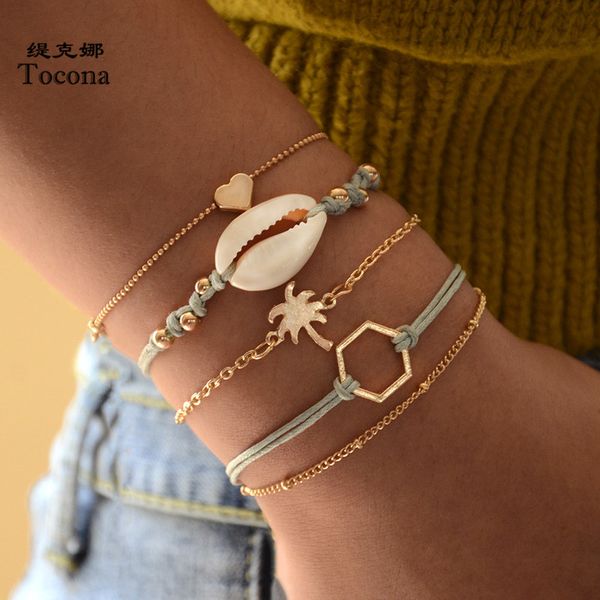 tocona 5pcs/sets bohemia summer shell gold color heart tree hollow geometric bracelet chain adjustable bangles women gift c19509, Black
tocona 5pcs/sets bohemia summer shell gold color heart tree hollow geometric bracelet chain adjustable bangles women gift c19509, Black