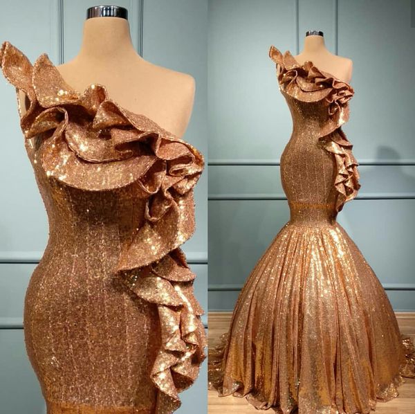 2019 gold sequined prom dresses one shoulder ruffles sweep train plus size evening dress mermaid party gowns, Black
2019 gold sequined prom dresses one shoulder ruffles sweep train plus size evening dress mermaid party gowns, Black