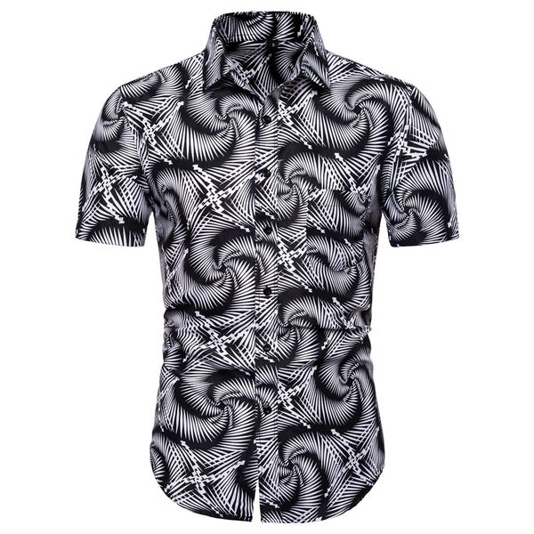 miicoopie new men's short-sleeved beach shirt hawaiian personality print, White;black
miicoopie new men's short-sleeved beach shirt hawaiian personality print, White;black