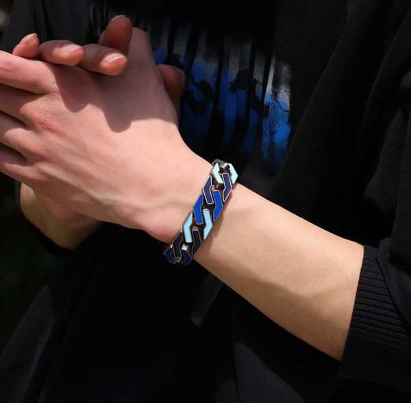hip-hop men's color oil drop personality retro silver geometry bracelet thick gold plating with micro zircon street jewelry, Black
hip-hop men's color oil drop personality retro silver geometry bracelet thick gold plating with micro zircon street jewelry, Black