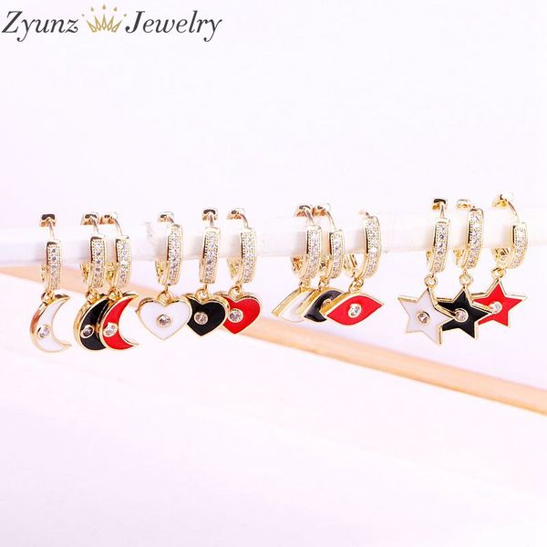 5pairs, new fashion elegant gold color black/red/white enamel moon/star/heart/ eye pendent earrings for women jewelry, Silver
5pairs, new fashion elegant gold color black/red/white enamel moon/star/heart/ eye pendent earrings for women jewelry, Silver