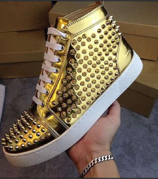 luxurious men women red bottom sneakers casual walking shoes brand designer black leather with studded spikes high sneakers size 35-46
luxurious men women red bottom sneakers casual walking shoes brand designer black leather with studded spikes high sneakers size 35-46