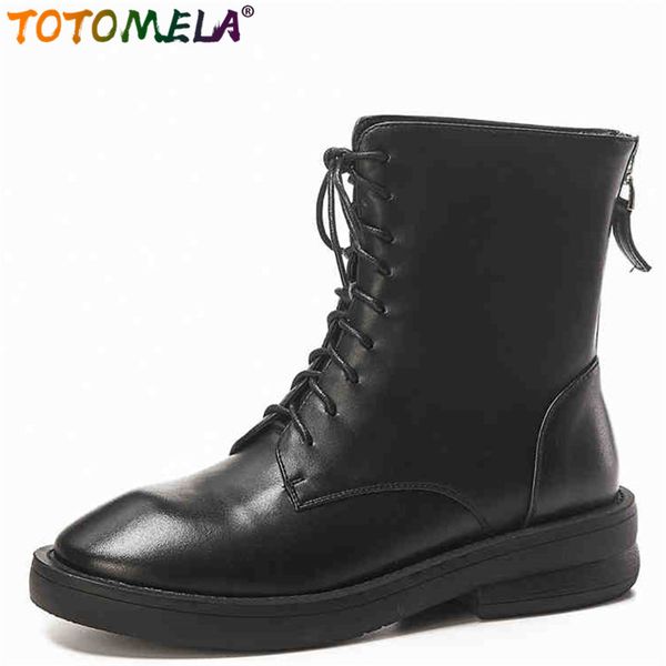 totomela 2020 new genuine leather boots women round toe lace up black autumn winter shoes female ankle boots
totomela 2020 new genuine leather boots women round toe lace up black autumn winter shoes female ankle boots