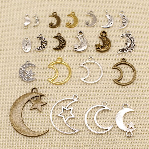 50 pieces silver charm or pendants jewelry making moon stars face hj217, Bronze;silver
50 pieces silver charm or pendants jewelry making moon stars face hj217, Bronze;silver