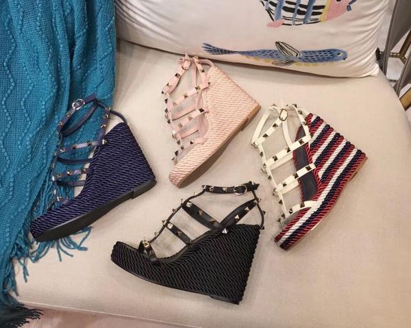 summer women high heels shoes wedges torchon rock spiked studded leather wedge sandals wedding party birthday gift, Black
summer women high heels shoes wedges torchon rock spiked studded leather wedge sandals wedding party birthday gift, Black