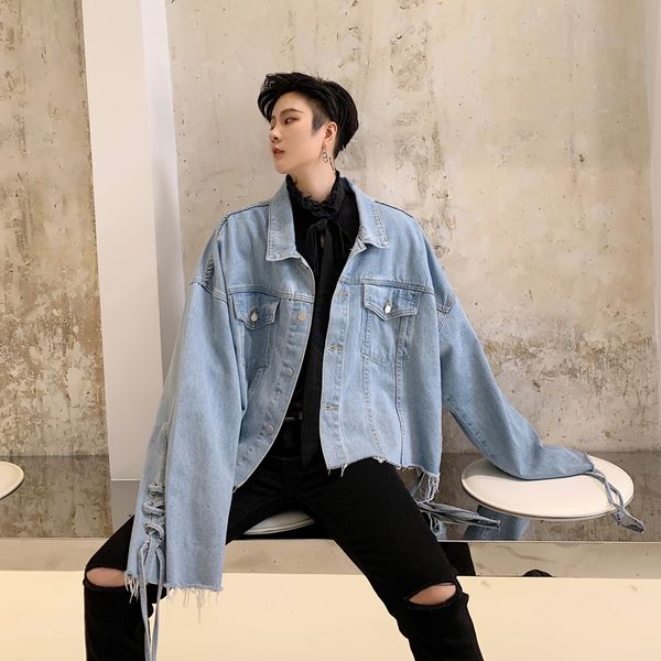 male streetwear hop hip vintage jean jacket short outerwear men bat sleeve cuff ribbon design loose casual denim jacket coat, Black;brown
male streetwear hop hip vintage jean jacket short outerwear men bat sleeve cuff ribbon design loose casual denim jacket coat, Black;brown