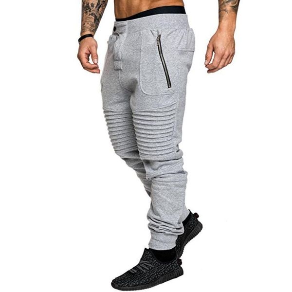 hot sports men jogger solid color pleated pants casual long trousers sweatpants, Black
hot sports men jogger solid color pleated pants casual long trousers sweatpants, Black