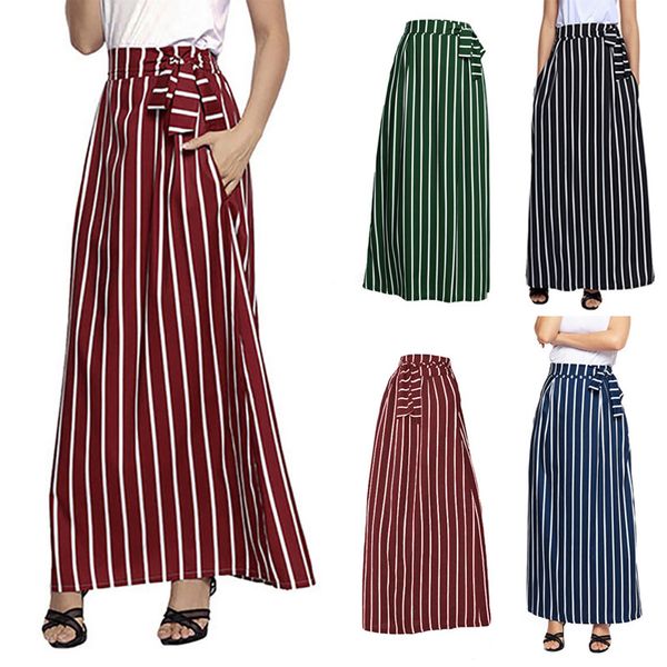 womens designermulticolor high waist striped bohemian pocket loose long skirt, Black
womens designermulticolor high waist striped bohemian pocket loose long skirt, Black