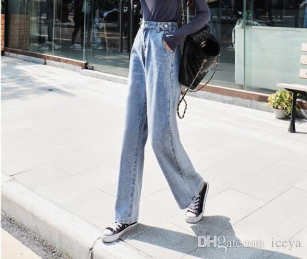 осень и весна 2019 корейской версии новой моде прямые джинсы нога slimming широко ноги брюки женские, Blue 
осень и весна 2019 корейской версии новой моде прямые джинсы нога slimming широко ноги брюки женские, Blue