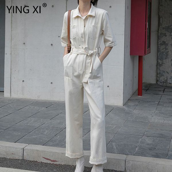 women's jumpsuits & rompers ying xi 2021 spring casual koso bodysuit jeans loose solid turn-down collar short sleeve drawstring zipper, Black;white
women's jumpsuits & rompers ying xi 2021 spring casual koso bodysuit jeans loose solid turn-down collar short sleeve drawstring zipper, Black;white