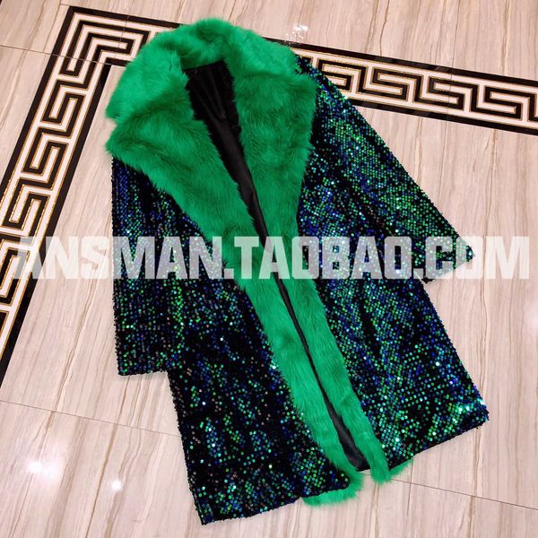 men green colorful faux fur long blazer chaquetas hombre de vestir coat nightclub male singer ds gogo christmas theme costume, Black;brown
men green colorful faux fur long blazer chaquetas hombre de vestir coat nightclub male singer ds gogo christmas theme costume, Black;brown