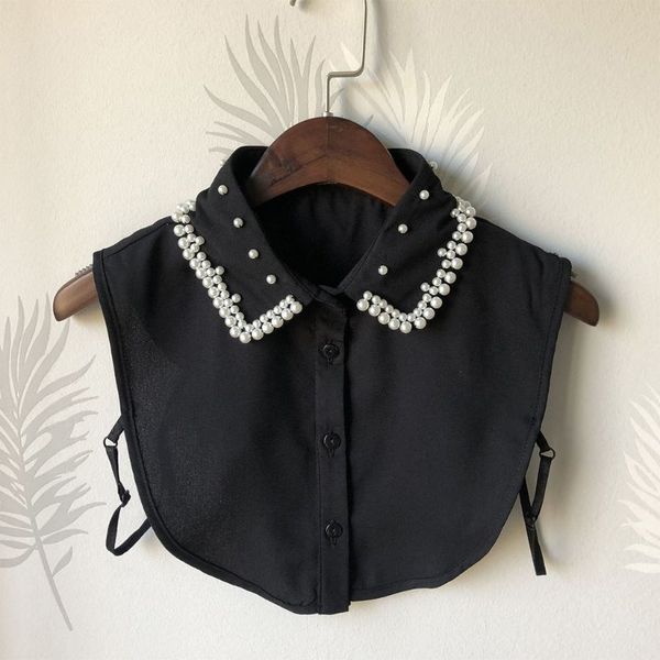 fashion women pearl chiffon collar shirt fake collar tie vintage detachable false lapel blouse women clothes, Black;blue
fashion women pearl chiffon collar shirt fake collar tie vintage detachable false lapel blouse women clothes, Black;blue