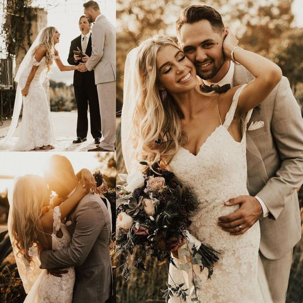 full lace mermaid backless wedding dress spaghetti straps sleeveless garden bridal gown plus size custom made, White
full lace mermaid backless wedding dress spaghetti straps sleeveless garden bridal gown plus size custom made, White