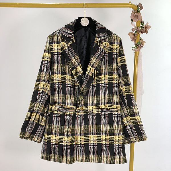 2020 spring new color-matching checked long-sleeved mid-length suit fashion jacket women, White;black
2020 spring new color-matching checked long-sleeved mid-length suit fashion jacket women, White;black