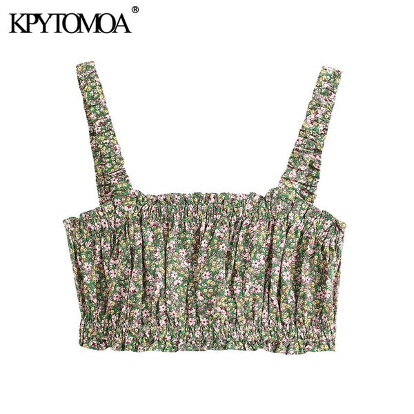 kpytomoa women 2020 sweet fashion floral print cropped blouses vintage pleated elastic trims strappy female shirts chic, White
kpytomoa women 2020 sweet fashion floral print cropped blouses vintage pleated elastic trims strappy female shirts chic, White