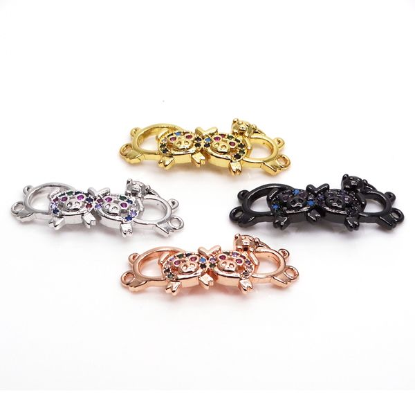 a family of pigs bracelet accessory jewelry for diy connector of bracelet partting pave cz lovey design, Silver
a family of pigs bracelet accessory jewelry for diy connector of bracelet partting pave cz lovey design, Silver