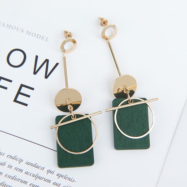 1pair dangle earring fashion geometric tassel drop earrings women simple long green wood statement personality jewelry gift, Silver
1pair dangle earring fashion geometric tassel drop earrings women simple long green wood statement personality jewelry gift, Silver