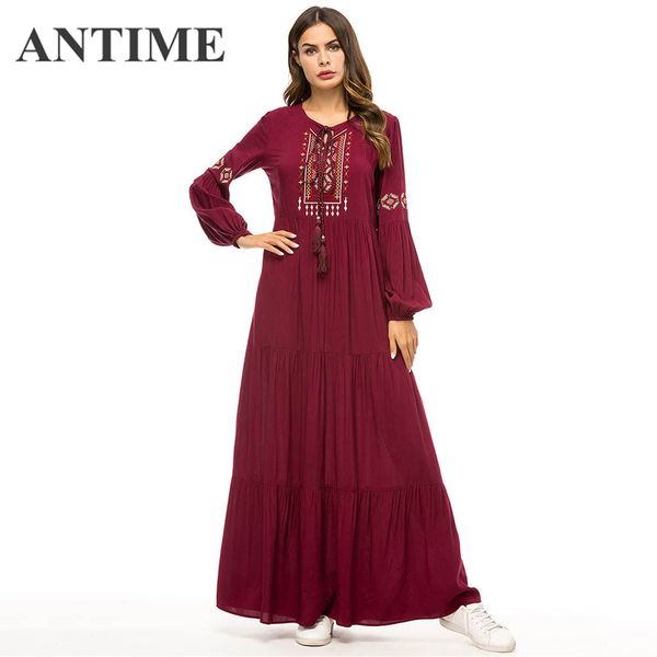 antime new high waist dress autumn winter o-neck casual women tassel embroidery a-line long sleeves elegant maxi wine red dress, Black;gray
antime new high waist dress autumn winter o-neck casual women tassel embroidery a-line long sleeves elegant maxi wine red dress, Black;gray
