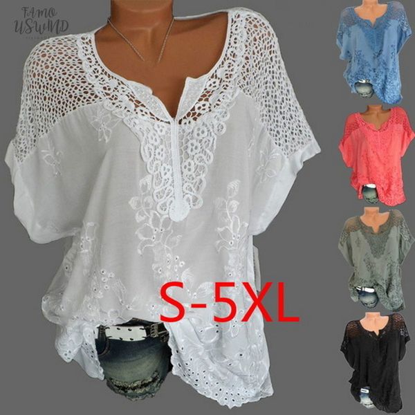 5xl plus size women lace t shirts hollow out tees femme casual camisa blusas short sleeve dropship 2020, White
5xl plus size women lace t shirts hollow out tees femme casual camisa blusas short sleeve dropship 2020, White
