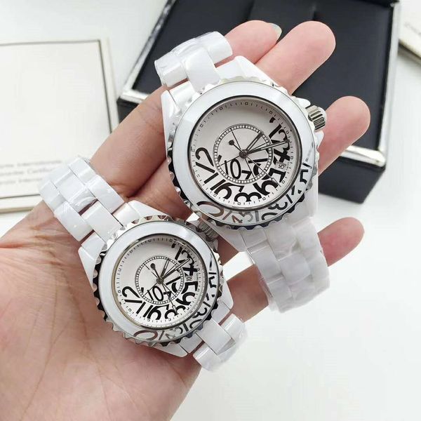 fashion quartz watch 38/33mm ceramic watch case and strap messy numbers dial lover's watch, Slivery;brown
fashion quartz watch 38/33mm ceramic watch case and strap messy numbers dial lover's watch, Slivery;brown