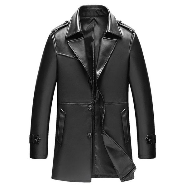new mens leather trench autumn winter fashion tailored collar slim fat pu long leather trench coat men overcoat m~4xl ay1115, Black
new mens leather trench autumn winter fashion tailored collar slim fat pu long leather trench coat men overcoat m~4xl ay1115, Black