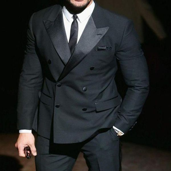 black double breasted wedding groomsmen tuxedo business men suits peaked lapel two button groom tuxedos (jacket + pants, Black;gray
black double breasted wedding groomsmen tuxedo business men suits peaked lapel two button groom tuxedos (jacket + pants, Black;gray