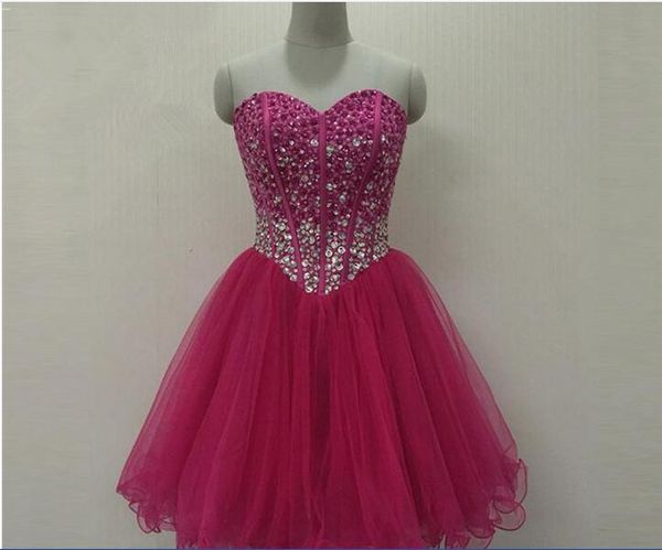 fashion crytsal ball gown short homecoming dress with beading tulle lace up graduation prom party gown bh01, Red
fashion crytsal ball gown short homecoming dress with beading tulle lace up graduation prom party gown bh01, Red