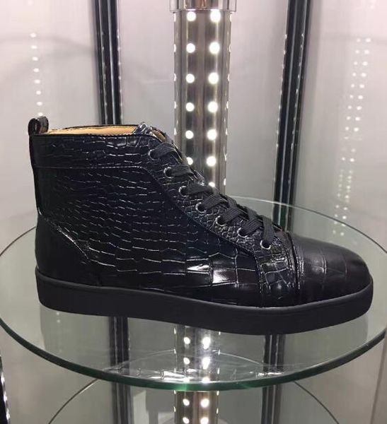 shoes men brand red bottom sneakers square crack genuine leather hight-red sole spikes flats designer sneakers with box, Black
shoes men brand red bottom sneakers square crack genuine leather hight-red sole spikes flats designer sneakers with box, Black