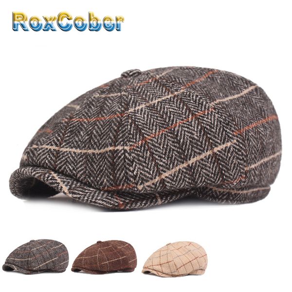 roxcober autumn winter vintage plaid beret hats cotton wool octagonal cap for men detective painter hats flat caps newsboy cap, Blue;gray
roxcober autumn winter vintage plaid beret hats cotton wool octagonal cap for men detective painter hats flat caps newsboy cap, Blue;gray