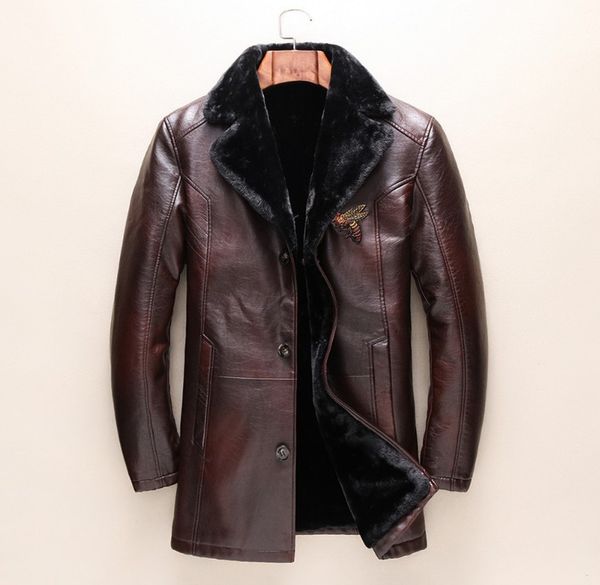 men's fur & faux brand winter luxury brown embroidery bee vintage coat lining thick jacket outwear trench #l32, Black
men's fur & faux brand winter luxury brown embroidery bee vintage coat lining thick jacket outwear trench #l32, Black