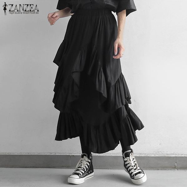 women's summer asymmetrical vestidos zanzea 2020 elegant ruffle skirts solid maxi skirts female casual faldas saia plus size, Black
women's summer asymmetrical vestidos zanzea 2020 elegant ruffle skirts solid maxi skirts female casual faldas saia plus size, Black