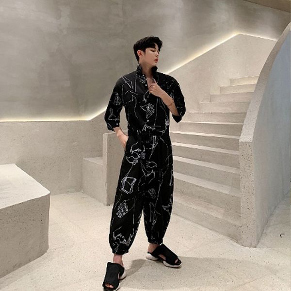 homens verão manga curta solto camisa casual macacões calças cruzadas masculino streetwear hip hop moda macacão harem calças, Black
homens verão manga curta solto camisa casual macacões calças cruzadas masculino streetwear hip hop moda macacão harem calças, Black