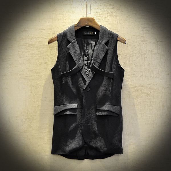 mixcubic 2019 spring summer korean style costumes suit collar vest men black casual slim waistcoat for men,m-xl, Black;white
mixcubic 2019 spring summer korean style costumes suit collar vest men black casual slim waistcoat for men,m-xl, Black;white
