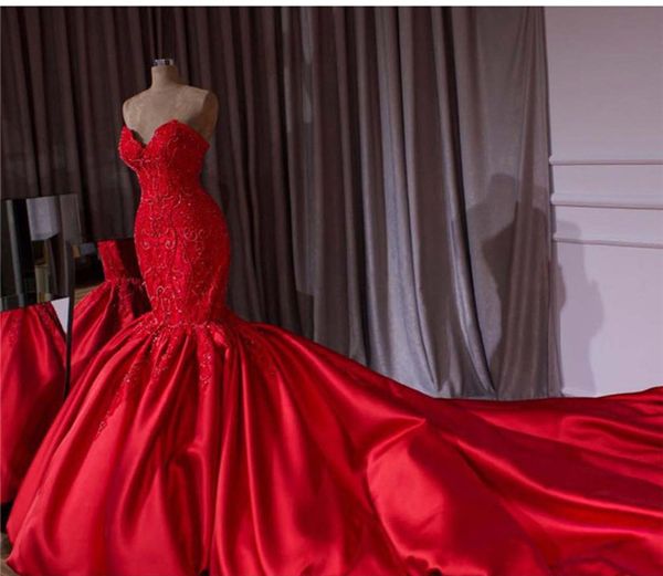 luxury red beaded lace wedding dresses trumpet mermaid sweetheart bridal gowns with long royal train robe de mariee custom made, White
luxury red beaded lace wedding dresses trumpet mermaid sweetheart bridal gowns with long royal train robe de mariee custom made, White