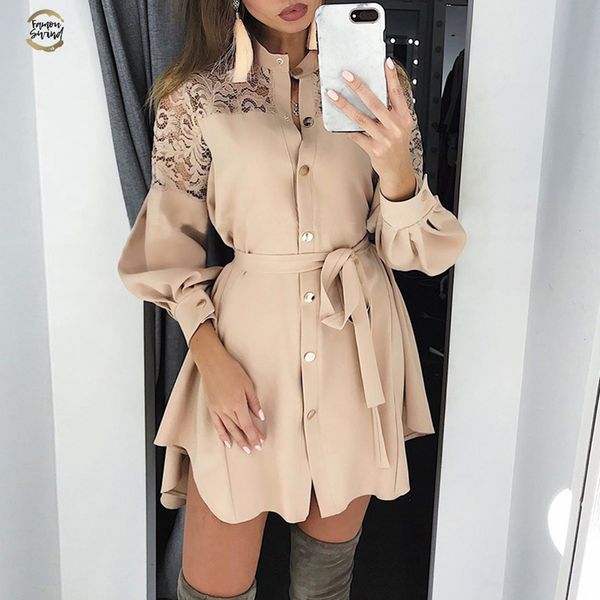 elegant lace mesh embroidery women a-line dress long sleeve button office ladies dresses solid sashes summer shirt dress, Black;gray
elegant lace mesh embroidery women a-line dress long sleeve button office ladies dresses solid sashes summer shirt dress, Black;gray