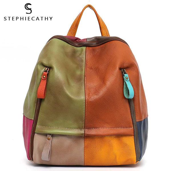 sc vintage patchwork real leather women backpacks travel shoulder bags school pack retro color plaid functional pockets knapsack
sc vintage patchwork real leather women backpacks travel shoulder bags school pack retro color plaid functional pockets knapsack