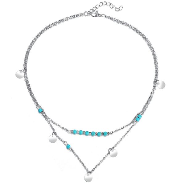 new pendant necklace european and american style turquoise fashion simple clavicle chain holiday party double necklace women jewelry, Silver
new pendant necklace european and american style turquoise fashion simple clavicle chain holiday party double necklace women jewelry, Silver
