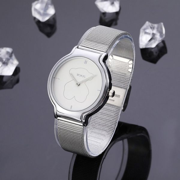 2020 new designer watches fashion luxury watches men and women watch quartz watch mesh belt tous brand watch, Slivery;brown