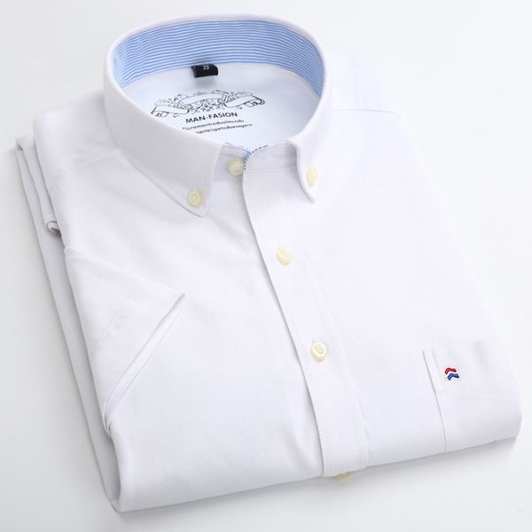 summer short sleeve men's solid oxford casual shirt easy care plain leisure comfortable regular fit dress shirts, White;black
summer short sleeve men's solid oxford casual shirt easy care plain leisure comfortable regular fit dress shirts, White;black