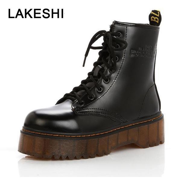 lakeshi shoes women ankle boots punk short boots female genuine leather booties platform autumn winter boots women creepers t191116, Black
lakeshi shoes women ankle boots punk short boots female genuine leather booties platform autumn winter boots women creepers t191116, Black