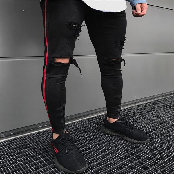 men fashion high street zipper stretch knee ripped biker jeans hole hip hop elasticity skinny denim trousers vintage male pants, Blue
men fashion high street zipper stretch knee ripped biker jeans hole hip hop elasticity skinny denim trousers vintage male pants, Blue