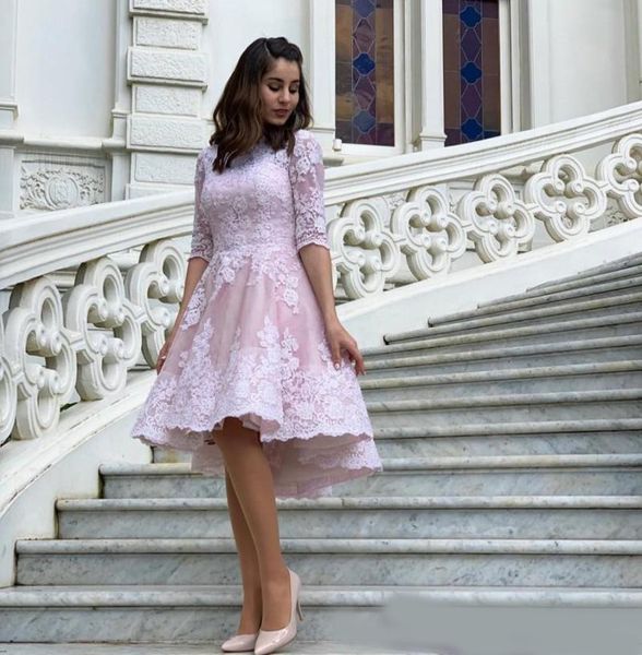 little high low a line homecoming dresses 2020 half sleeves lace applique graduation party gowns, Blue;pink
little high low a line homecoming dresses 2020 half sleeves lace applique graduation party gowns, Blue;pink
